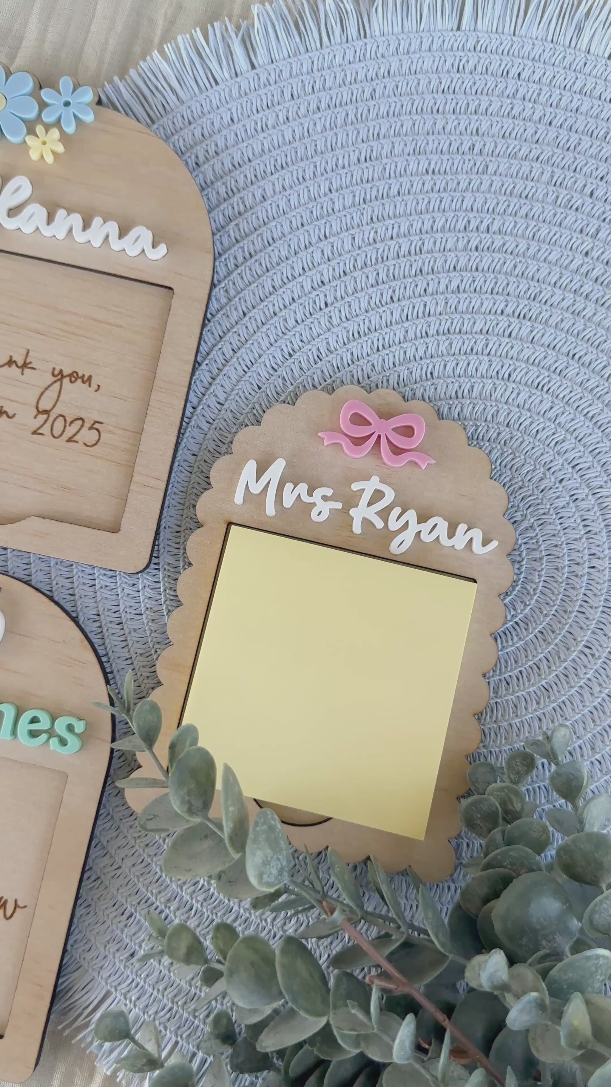 Personalised sticky note holder desk accessory gift for teachers and educators